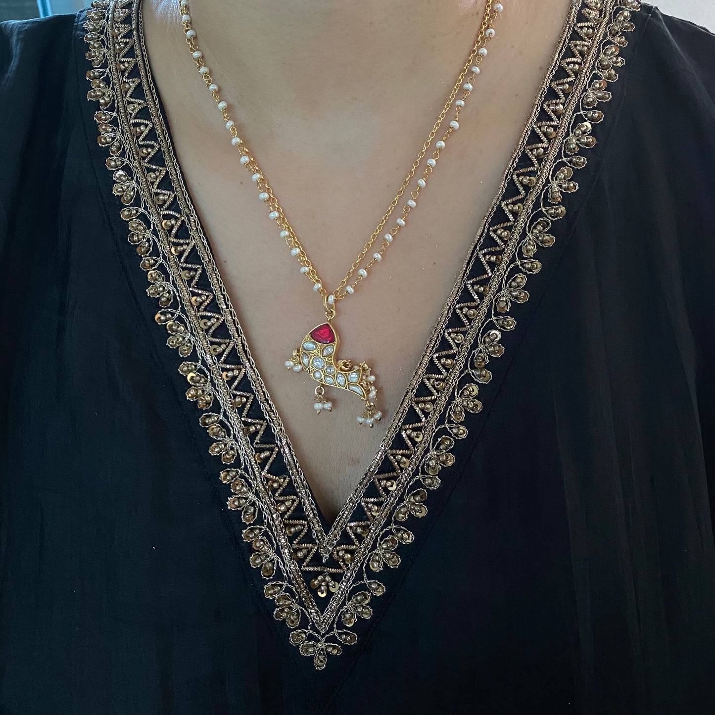 Meena (Mini- Red Kundan & White Stones)