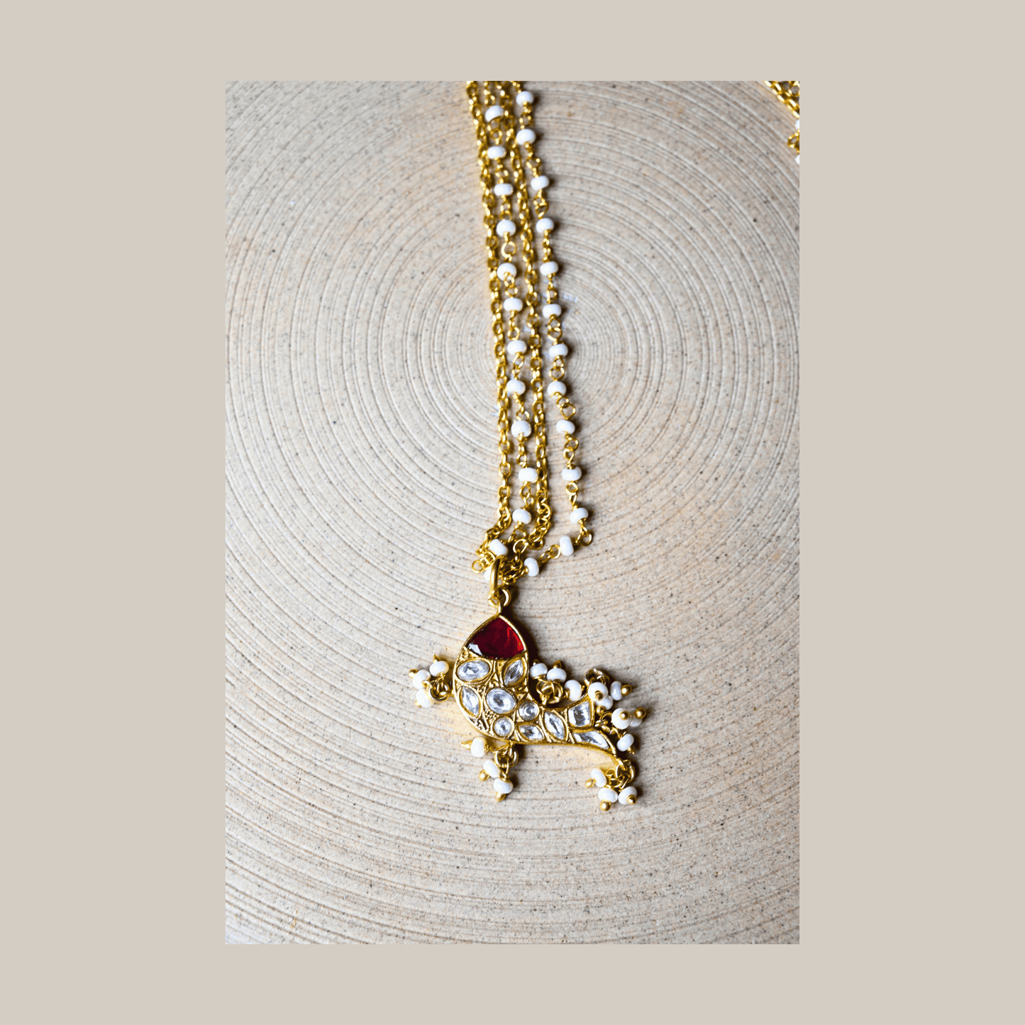 Meena (Mini- Red Kundan & White Stones)