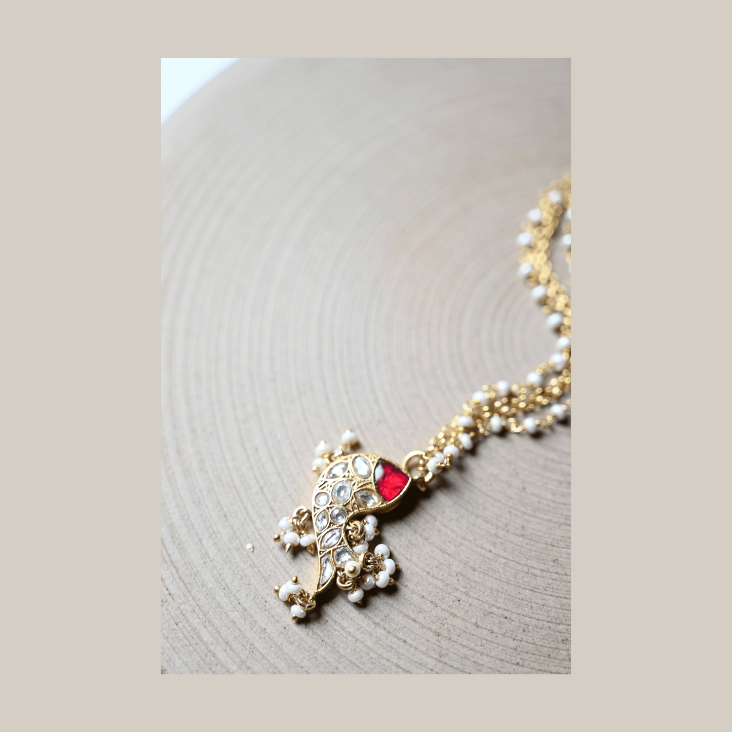 Meena (Mini- Red Kundan & White Stones)