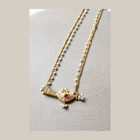 Garuda (White stone + Pink kundan)