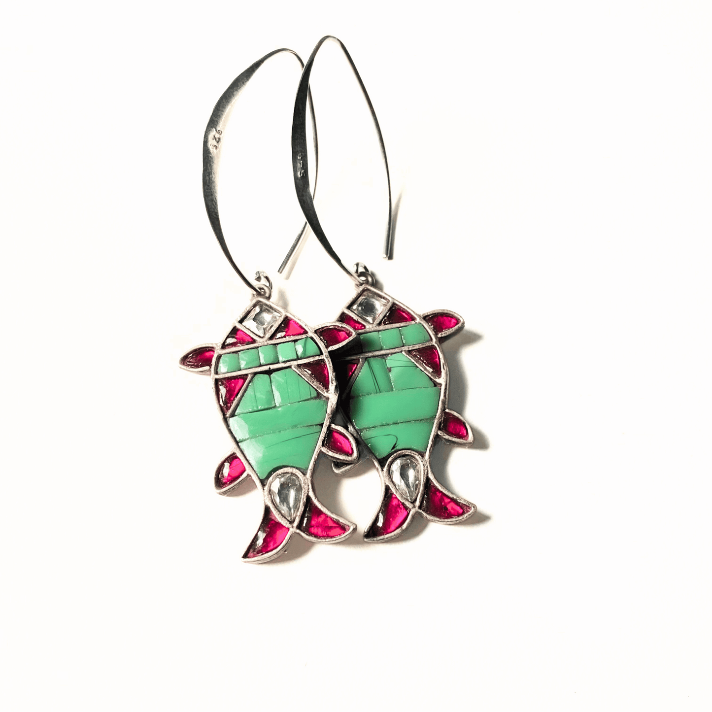 Matsya Leaf Hook Earring (Pink + Turquoise)